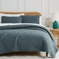 thumbnail image 1 of Southshore Fine Linens Oversized Quilt Bedding Set lightweight, prewash fabric soft coverlet bedspread 2-Piece, One matching sham (68 in wide x 98 in long), Pebble Blue Mirage, Twin / Twin XL, 1 of 9