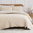 thumbnail image 1 of Southshore Fine Linens Oversized Quilt Bedding Set lightweight, prewash fabric soft coverlet bedspread 3-Piece with two matching shams (98 in wide x 98 in long), Grid Taupe, Full / Queen, 1 of 9
