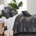 thumbnail image 1 of Southshore Fine LinensOversized 6-Piece Quilt Bedding Set lightweight, soft includes reversible King quilt, 2 matching shams, three throw pillows, Midnight Floral Black, King / California King, 1 of 8