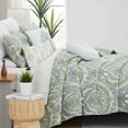 thumbnail image 1 of Southshore Fine LinensOversized 6-Piece Quilt Bedding Set lightweight, soft includes reversible King quilt, 2 matching shams, three throw pillows, Pure Melody Green, King / California King, 1 of 8