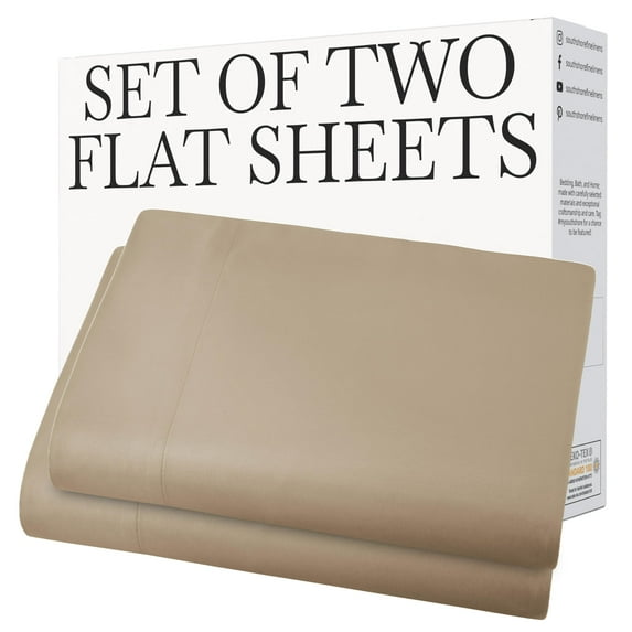 Southshore Fine Living, Inc. 112" x 102" Cal/King Top Sheet, Flat Sheet Set of 2, Taupe