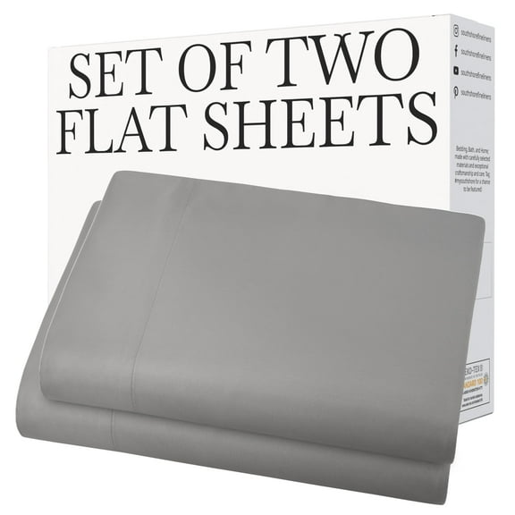 Southshore Fine Living, Inc. 2-Pack Full Size Flat Sheets Only, Premium Grey Bedsheets, Gray