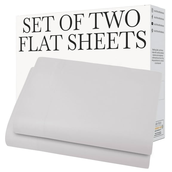 Southshore Fine Living, Inc. 2-Pack Full Size Flat Sheets Only, Premium Grey Bedsheets, Light Gray