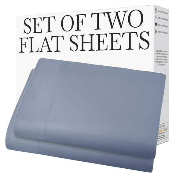 Southshore Fine Living, Inc. 2-Pack Full Size Flat Sheets, Premium Navy Blue Bedsheets, Slate Blue