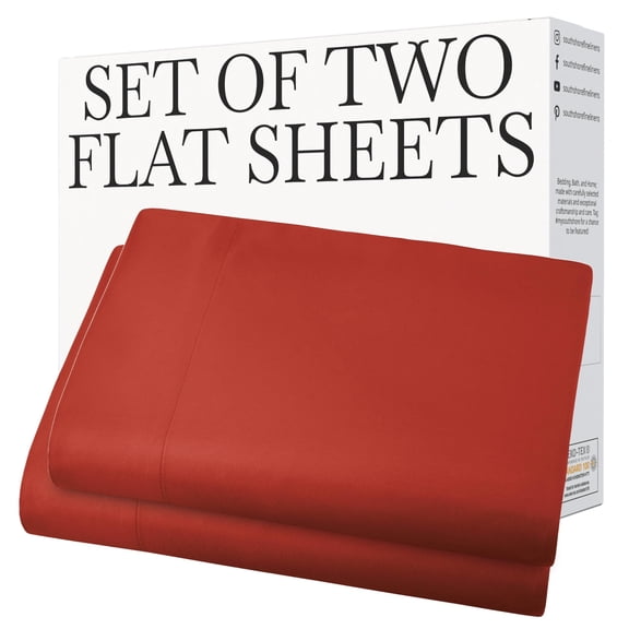 Southshore Fine Living, Inc. 2-Pack King Flat Sheet Only, Premium Red Sheets, Chili Pepper