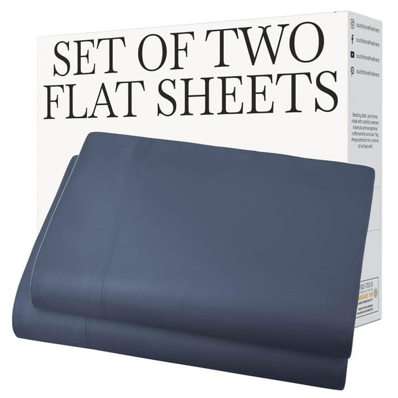 Southshore Fine Living, Inc. 2-Pack Queen Size Flat Sheets Only, Premium Blue Bed Sheets, Dark Blue