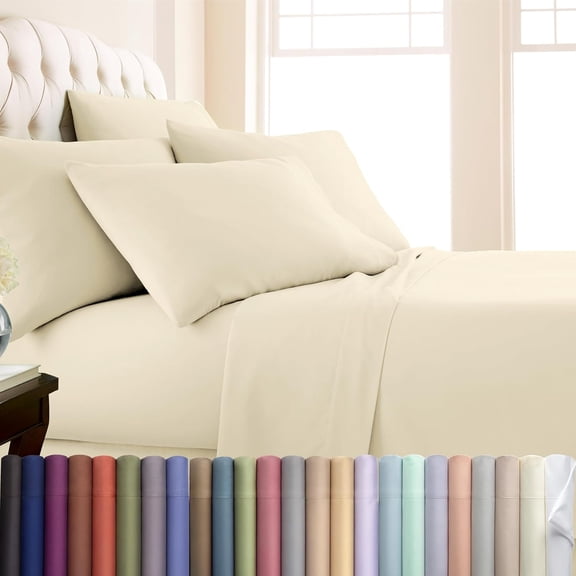 Southshore Fine Living, Inc. 6-Piece 16 Inch Deep Pocket King Sheets Set, Wrinkle Free Soft Microfiber Bedsheets, Cream Fitted Sheet, Easy Care Fade Resistant Luxury Sheets King Size - Cream