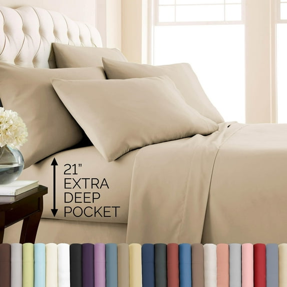Southshore Fine Living, Inc. 6-Piece California King Sheet Sets, Beige Sheets, Soft Sand