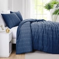 thumbnail image 1 of Southshore Fine Living, Inc. Clipped Jacquard Textured Twin Duvet Cover Bedding Set, Bali Navy Blue, 1 of 8