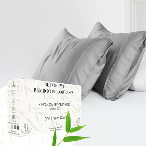 Southshore Fine Living, Inc. Cooling Pillow Cases King Size Set of 2, King Size Bedding, Steel Grey