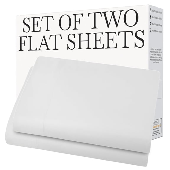 Southshore Fine Living, Inc. Dorm Room Essentials 2-Pack Twin XL Flat Sheets Only, Bright White