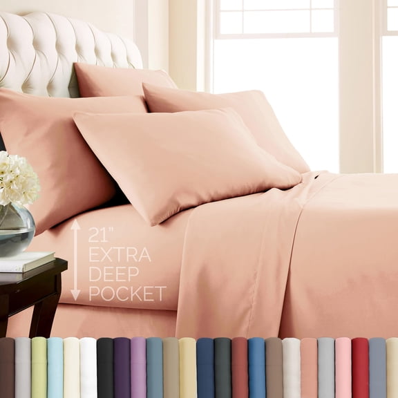 Southshore Fine Living, Inc. Extra Deep Pocket Twin Sheets Set, Microfiber Bed Sheets, Blush