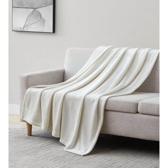 Southshore Fine Living, Inc. Extra Large Throw Blanket for Bed, Microfleece Blanket, Cream