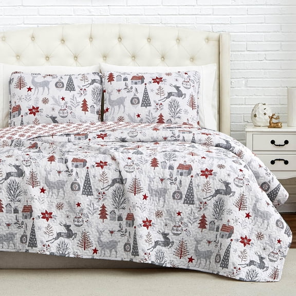 Southshore Fine Living, Inc. Holly Jolly Christmas Soft Bedding Set with Quilted Shams, Full/Queen