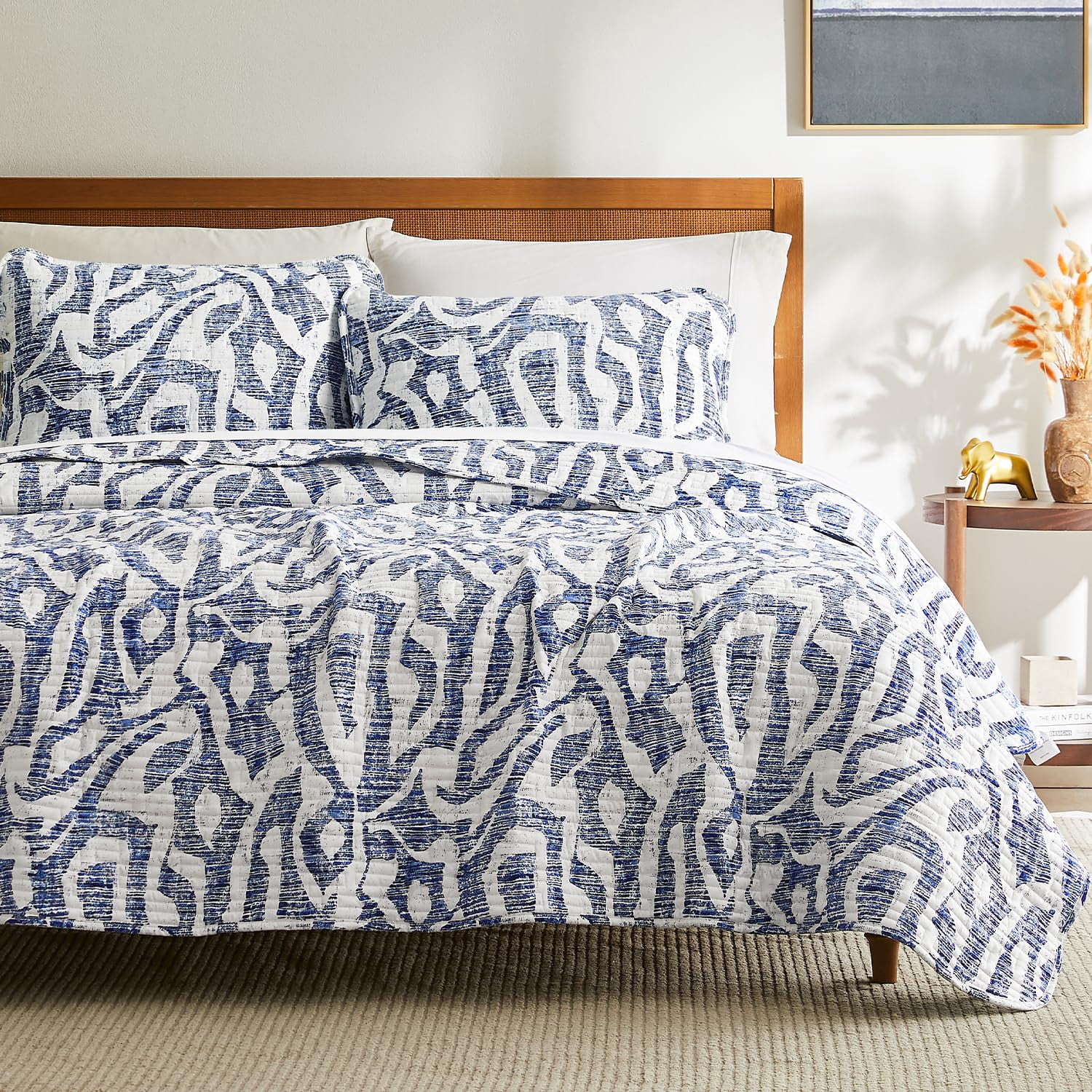 Oversized Queen Quilt Set - Lightweight Kilim Bedspread With Shams, Natural Color