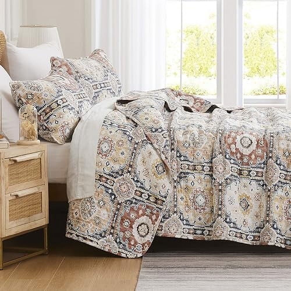 Natural Kilim Pattern King Microfiber Quilt Set