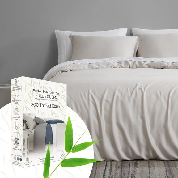 Southshore Fine Living, Inc. Luxury Rayon Derived from Bamboo Duvet Cover Set King Size, Bone