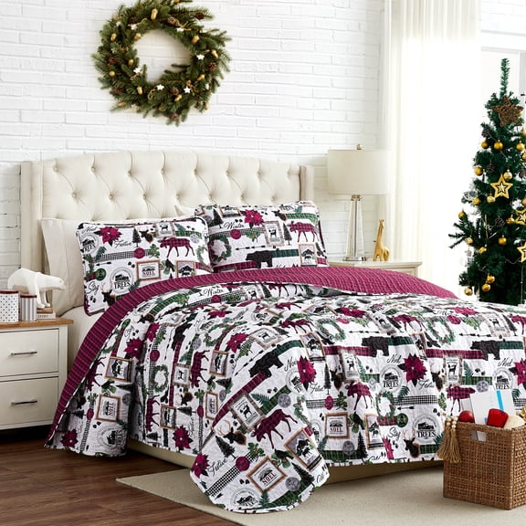 Southshore Fine Living, Inc. Merry Town Christmas Quilt Set with Quilted Shams, Twin/Twin XL