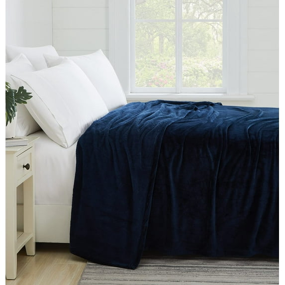 Southshore Fine Living, Inc. Oversized Blankets Full Size, Microfleece Blanket Queen, Navy Blue