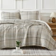 thumbnail image 1 of Southshore Fine Living, Inc. Oversized Coverlet Set, Microfiber Quilt Full Size Bed Set, Mocha Plaid, 1 of 9