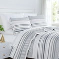 thumbnail image 1 of Southshore Fine Living, Inc. Oversized Queen Quilt Set, Striped Grey Quilt Bedspread Queen or Full, 3-Piece Coastal Bedding Set with Quilt and 2 Matching Shams, Soft Microfiber Quilt, Grey Stripes, 1 of 9