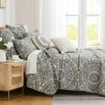 thumbnail image 1 of Southshore Fine Living, Inc. Oversized Twin Quilt Bedding Set, 5-Pieces with Quilt, 1 Pillow Sham, 1 Euro Sham, 2 Throw Pillows, Boho Bedding Set for Twin and Twin XL Beds, Grey Paisley, 1 of 9