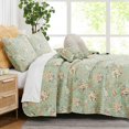 thumbnail image 1 of Southshore Fine Living, Inc. Oversized Twin Quilt Bedding Set, 5-Pieces with Quilt, 1 Pillow Sham, 1 Euro Sham, 2 Throw Pillows; Boho Bedding Set for Twin and Twin XL Beds, Jacobean Sage Green, 1 of 9