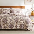 thumbnail image 1 of Southshore Fine Living, Inc. Persia Collection Oversized King Quilt Bedding Set, 3-Piece with King/Cal King Size Quilt and 2 Matching Shams, Persian Rug Style Print, King Size Bedspread, Purple, 1 of 9