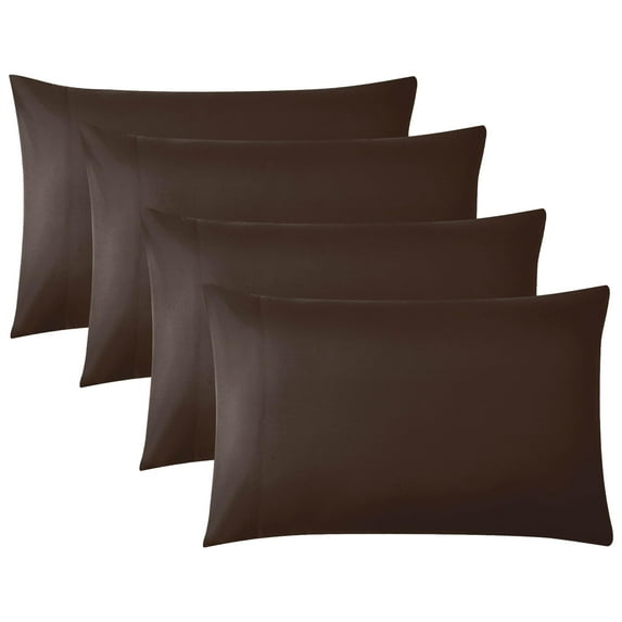 Southshore Fine Living, Inc. Pillow Cases Set of 4, Fits Full, Twin, Queen Pillows, Chocolate Brown