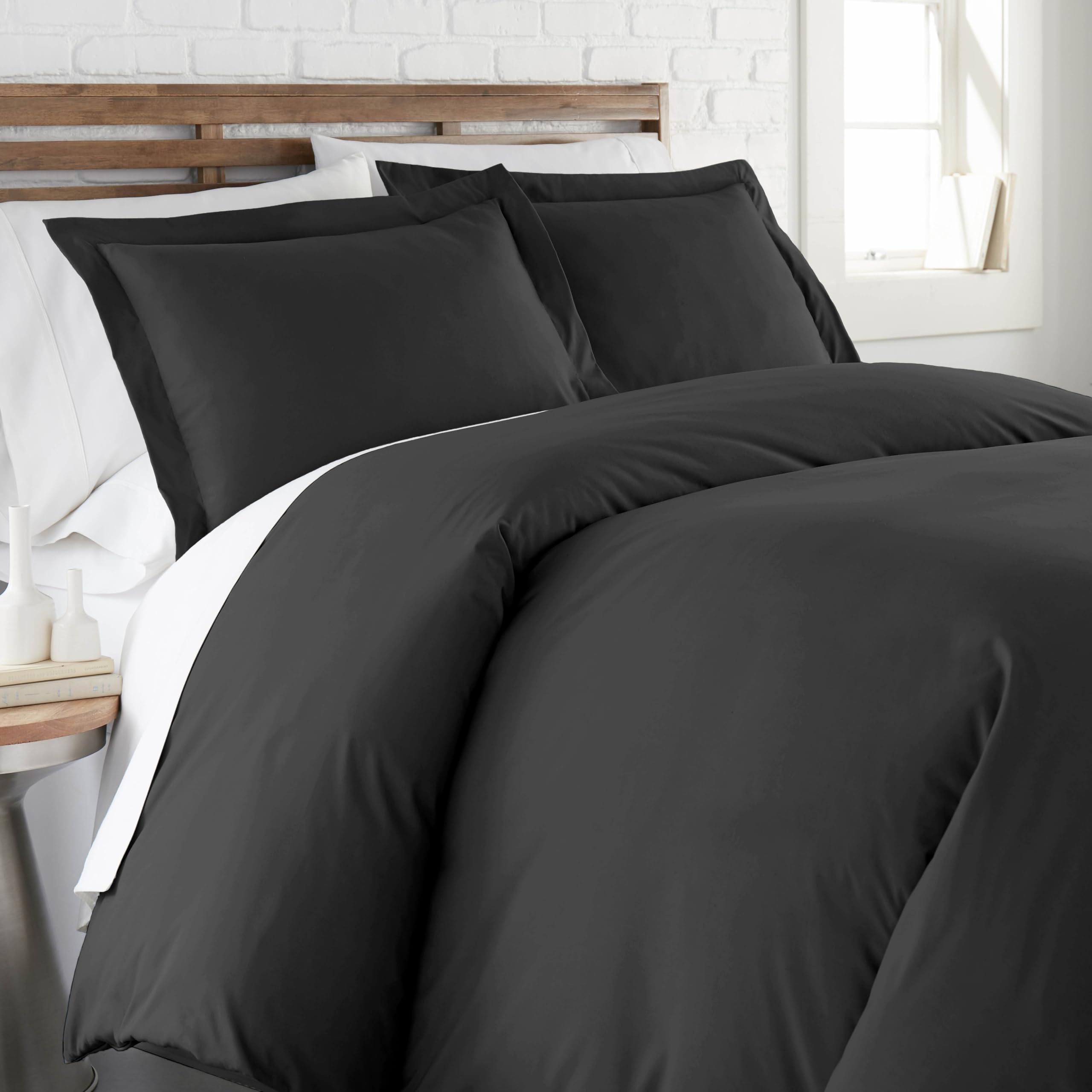 Southshore Fine Living, Inc. Premium Collection Oversized Duvet Cover Queen Bedding Set, Black