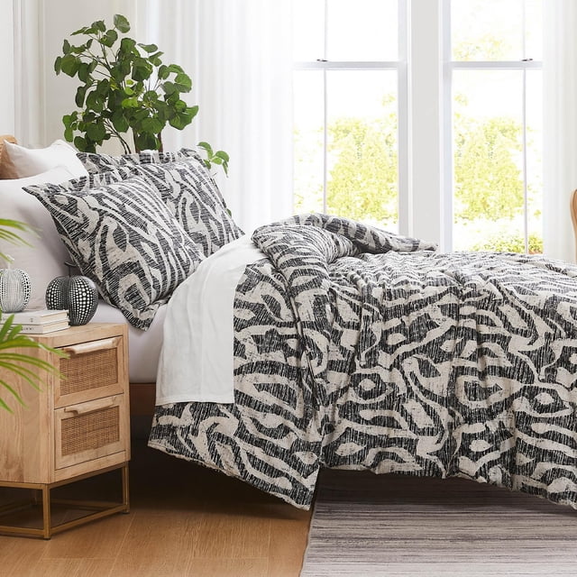 Southshore Fine Living, Inc. Queen Sized Comforter Bedding Set, Fits Full & Queen Beds, Slate Khari