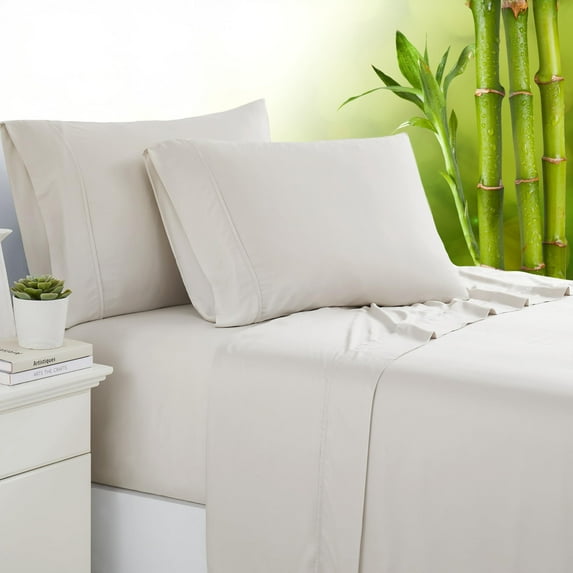Southshore Fine Living, Inc. Rayon Derived from Bamboo Sheet Set, 300 TC Full Size Bed Sheets, Bone