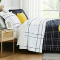 thumbnail image 1 of Southshore Fine Living, Inc. Reversible 5-Piece Full/Queen Comforter Set, Microfiber with Down Alternative, Acrylic Throw Blanket for Bed, 2 Pillow Shams, Throw Pillow Cover, Black/White Plaid, 1 of 8