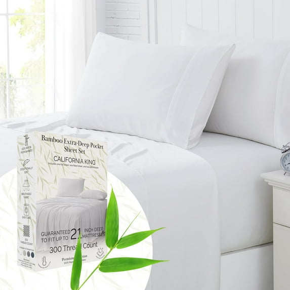 Southshore Fine Living, Inc. Sheet Set California King, Rayon Derived from Bamboo Bedsheets, White