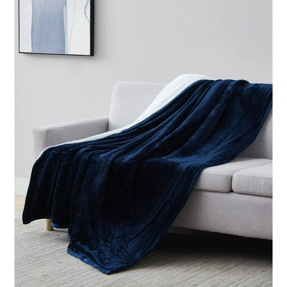 Southshore Fine Living, Inc. Sherpa Fleece Blanket, Reversible Blue Throw Blanket, 110 X 98, Blue