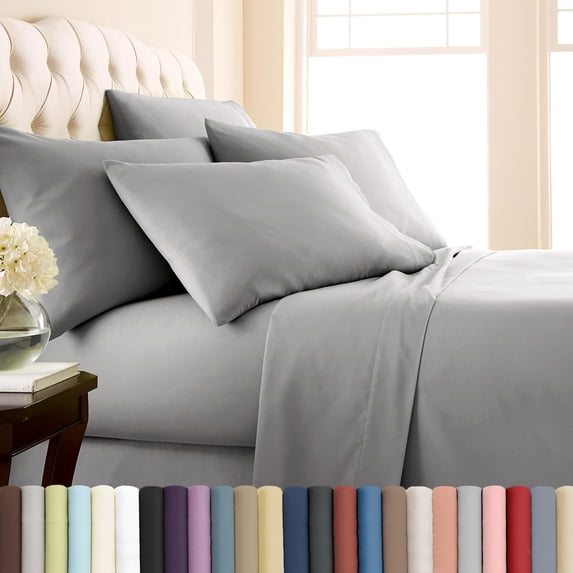 Southshore Fine Living, Inc. Split King Size Sheets Set, Microfiber Bedding Set, Steel Grey