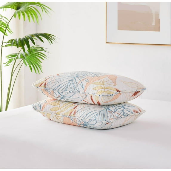 Southshore Fine Living, Inc. Tropical Pillow Covers 26"x26" Euro Sham Covers, Blue and Cream