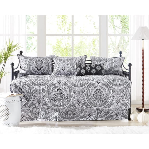 Southshore Fine Living, Inc. Twin Daybed Comforter Set, 6-Piece Boho Bedding Set, Pure Melody Black