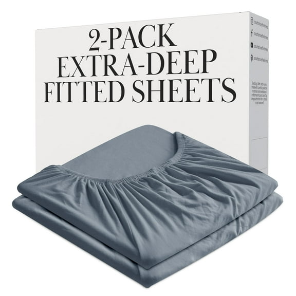 Southshore Fine Living, Inc. Twin Fitted Sheets 2-Pack, 21" Deep Pocket Fitted Sheets, Slate Blue