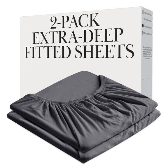 Southshore Fine Living, Inc. Two-Pack Deep Pocket Fitted Sheets, Full Beds, 21" Deep, Slate Grey