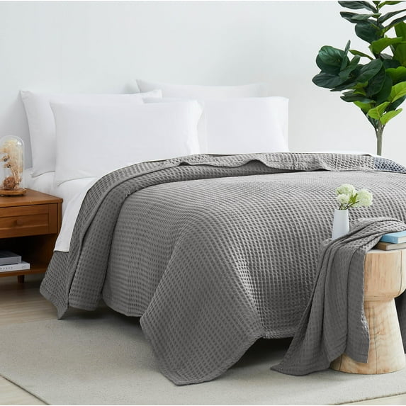 Southshore Fine Living, Inc. Waffle Throw Blanket for Couch or Bed, 50 x 60 Throw, Grey
