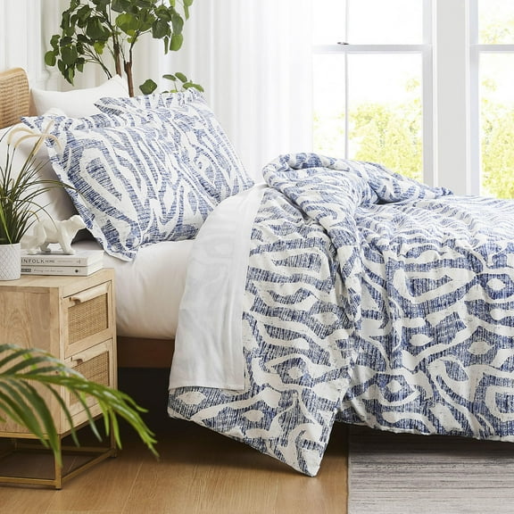 Southshore Fine Living Vilano Oversized Duvet Cover Set, Khari Blue Duvet Cover, King/California King - Ultra-Soft Microfiber Bedding Set with Zipper Closure - 1 Duvet, 2 Shams