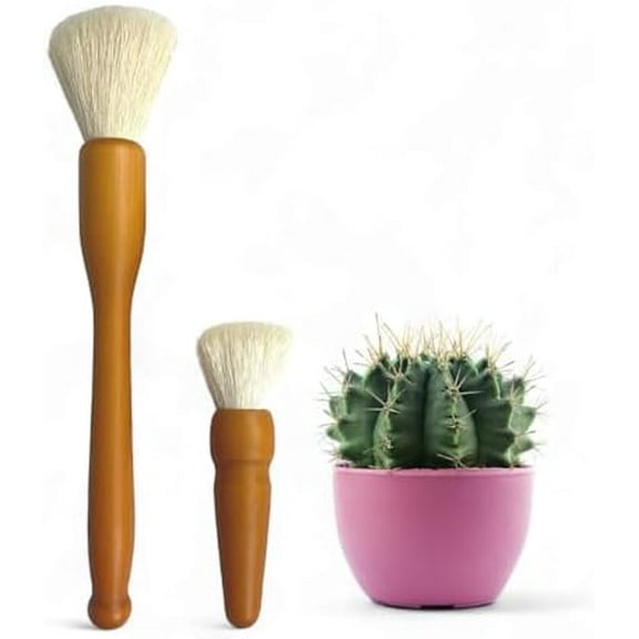 Southside Plant Cactus & Succulent Plants Cleaning Brushes - Wooden Handles w/Soft Goat Hair Bristles - Garden Cleaning Tools, Gentle on Plants, 7" & 3.2" Sizes - Pack of 2$$Tools