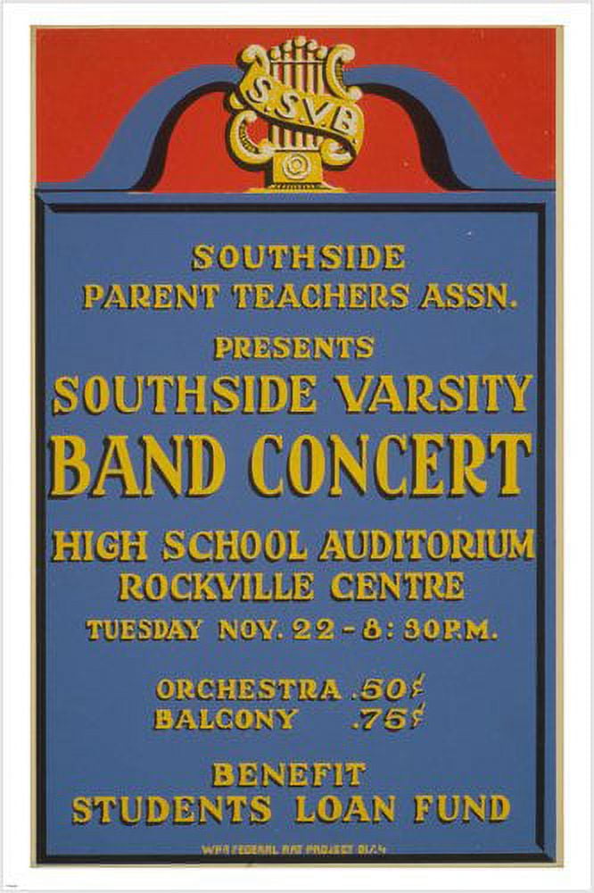 Southside Varsity Band Concert Vintage Poster 1938 20x30 High School