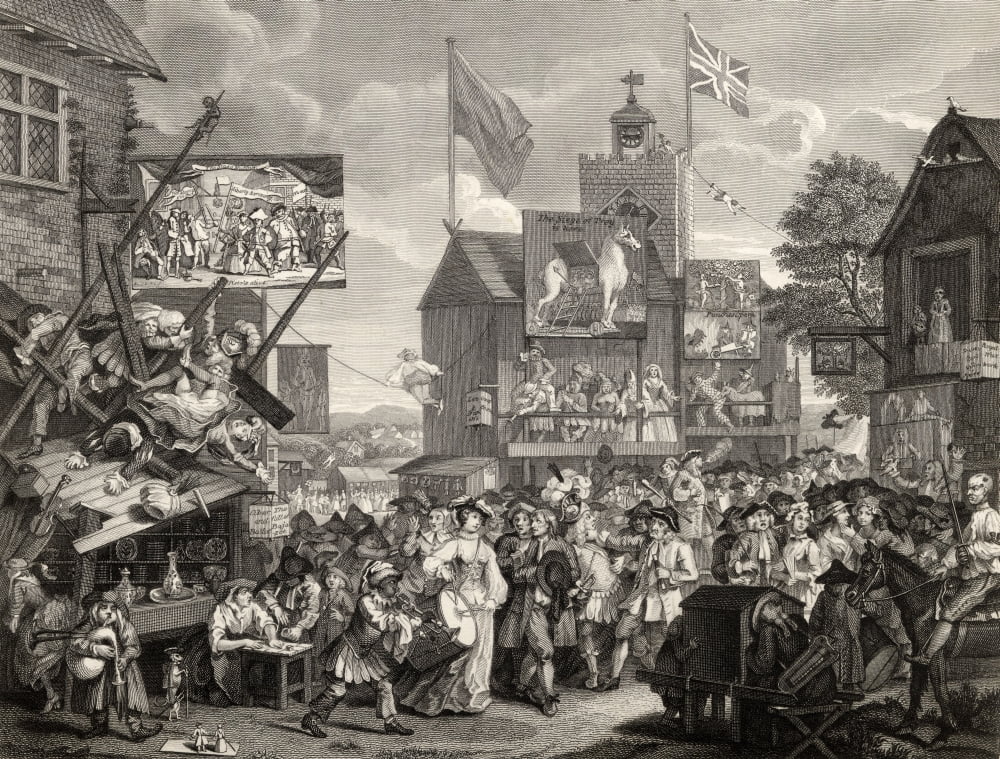 Southwark Fair Engraved By T Phillibronm After Hogarth From The Works Of Hogarth Published London 1833 Canvas Art - Ken Welsh Design Pics (32 x 24)