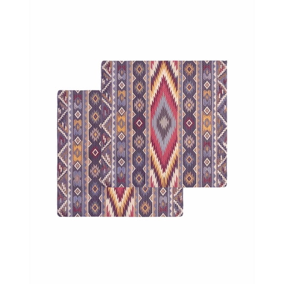 Southwest Aztec Kitchen Dish Towels for Drying Dishes Set of 2, Country Retro Ethnic Geometric Motifs Waffle Weave Microfiber Terry Hand Tea Bathroom Towels Quick Dry & Absorbent Towel 12x12