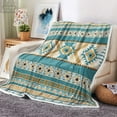 thumbnail image 1 of Southwest Aztec Throw Blanket, Traditional Southwestern Style Flannel Soft Blanket Cover for Couch Chair Bed Outdoor Travel 50x60in Teal, 1 of 5