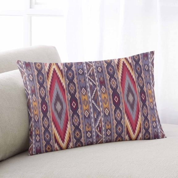 Southwest Aztec Throw Pillow Covers, Country Retro Ethnic Geometric Motifs Soft Breathable Pillow Cases with Invisible Zipper for Sleeping, King Size Pillowcases for Couch Bed Sofa Chair 20x36 Inches