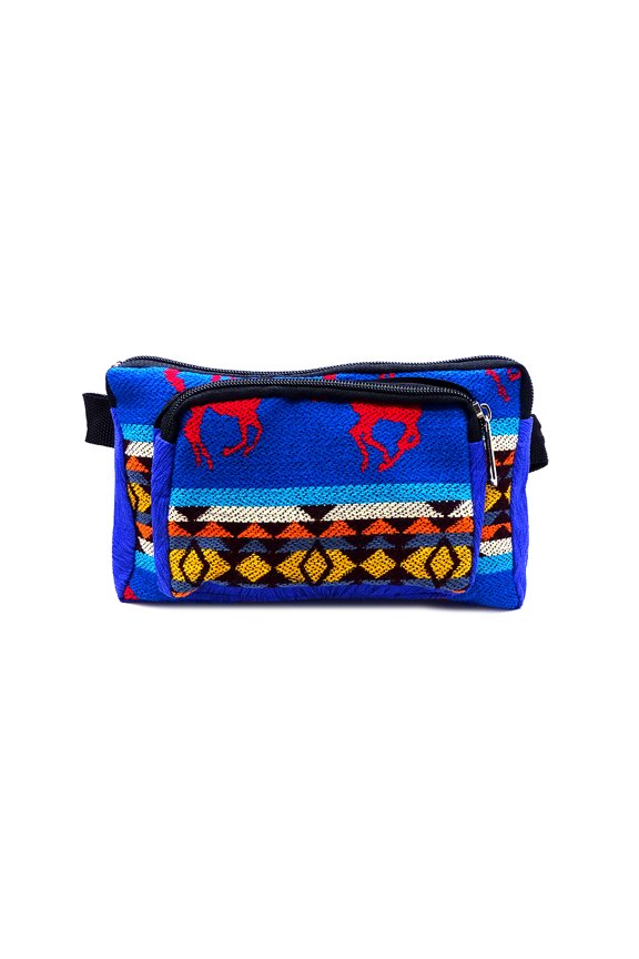 Southwest Aztec Tribal Print Pattern Adjustable Buckle Fanny Pack Waist Bag - Handmade Belt Pouch Boho Travel Accessories