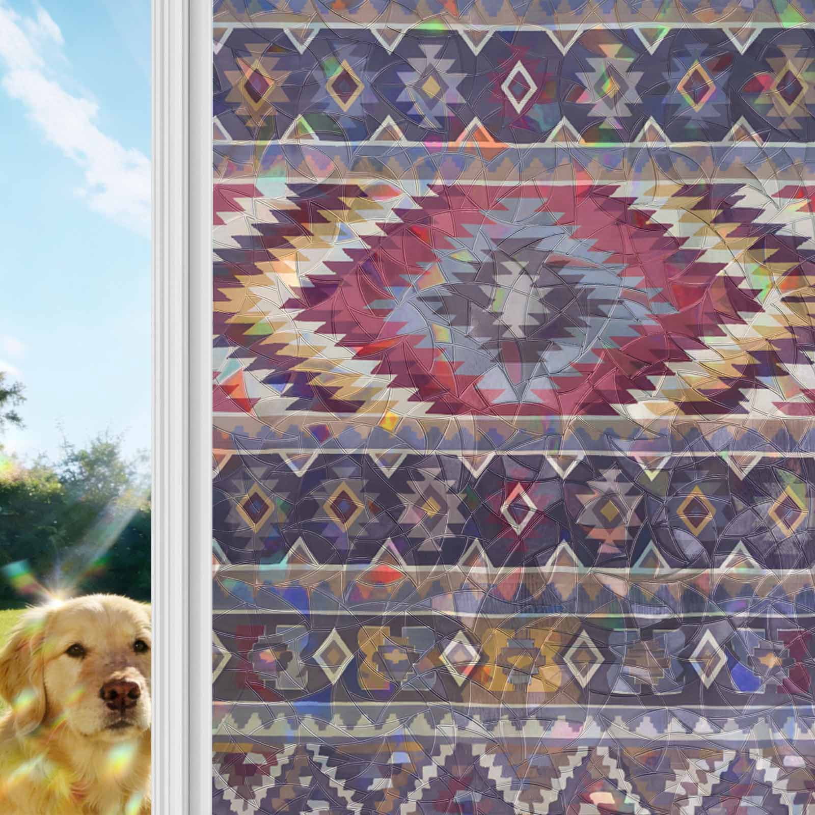 Aztec Window Southwest Aztec Window Privacy Film Stain Glass,Reusable Decorative ...